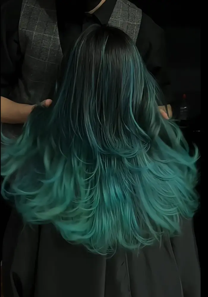Ombre Hair Color in Dark Green by Reds Hair Salon service