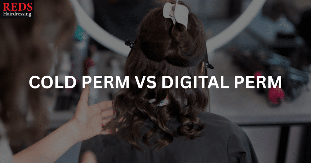 woman receiving cold perm treatment by a stylist Cold perm vs Digital Perm image