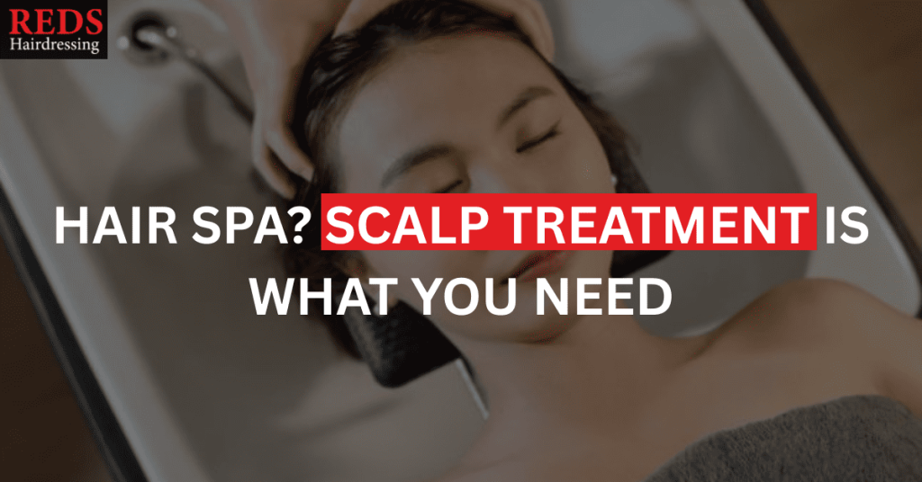 asian woman enjoying scalp treatment with a hair spa