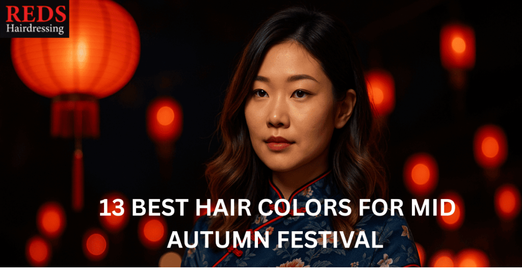 asian woman with balayage hair during mid autumn festival
